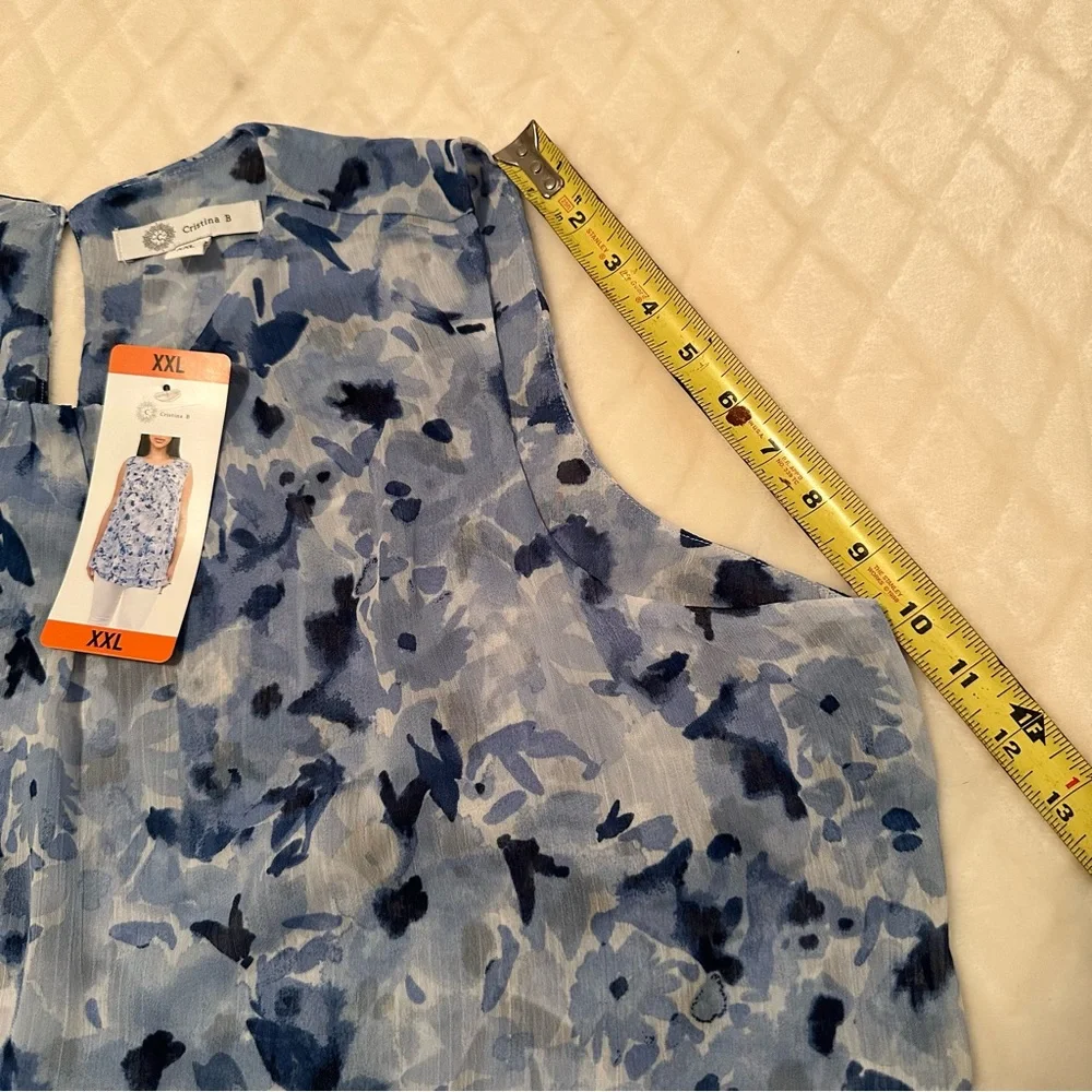 Cristina B Floral Sleeveless Top Blouse NWT